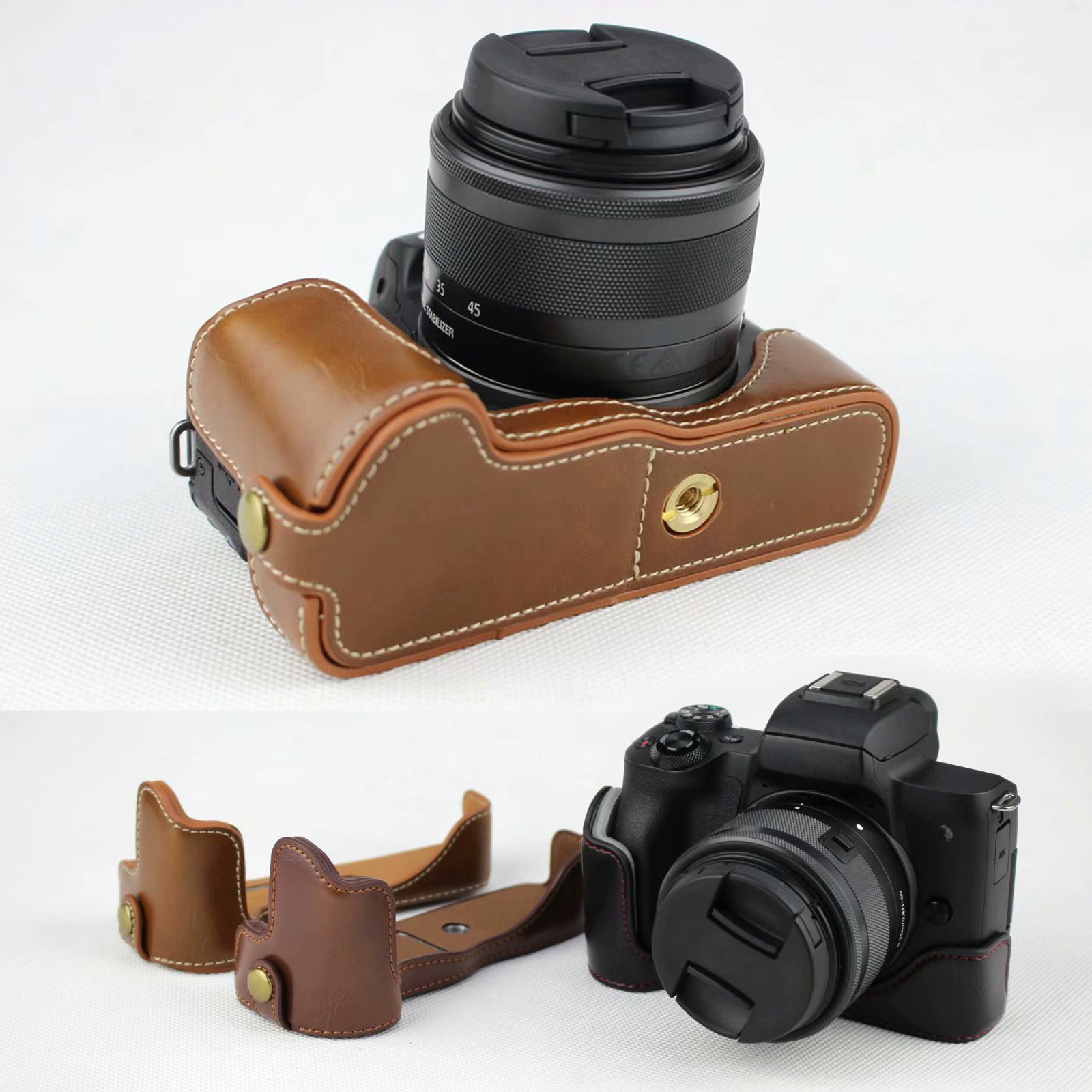 Canon Camera Eos M50 Mark Ii - Leather Protect Half Case Grip voor